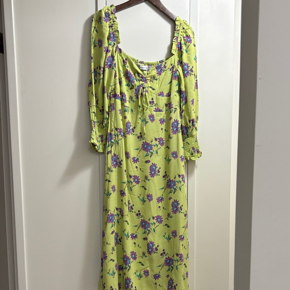 Faithful the Brand Floral Green and Purple Women's Dress